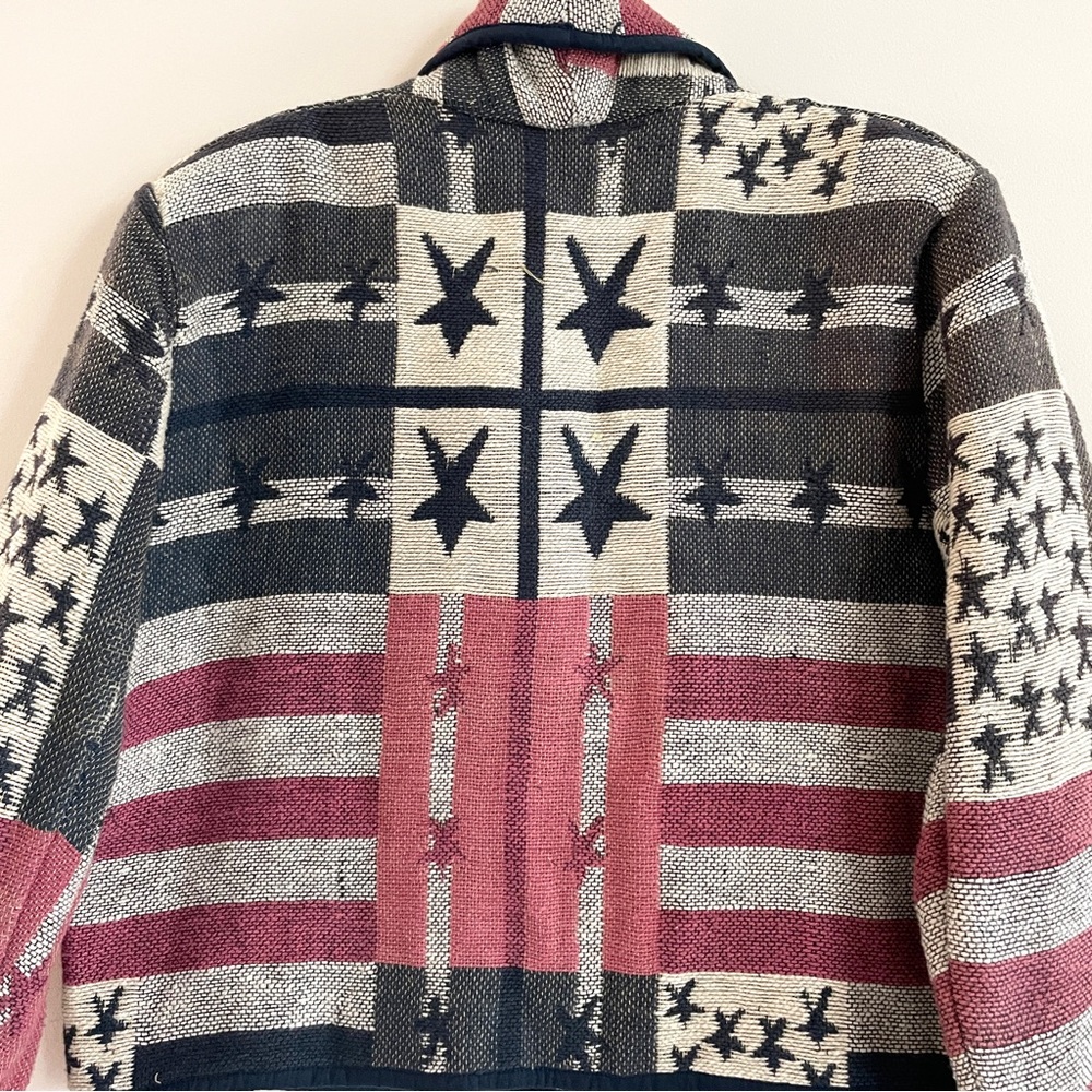 Jacket Womens Medium Tapestry USA Flag Stars Western Red Blue Patriotic 4th July - Picture 8 of 15
